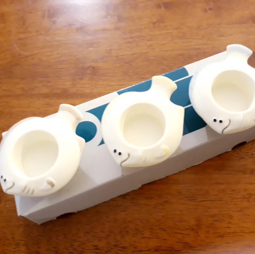 Vintage PartyLite Aqua Pals Bisque Porcelain Candle Floater - Fish Candle Holder